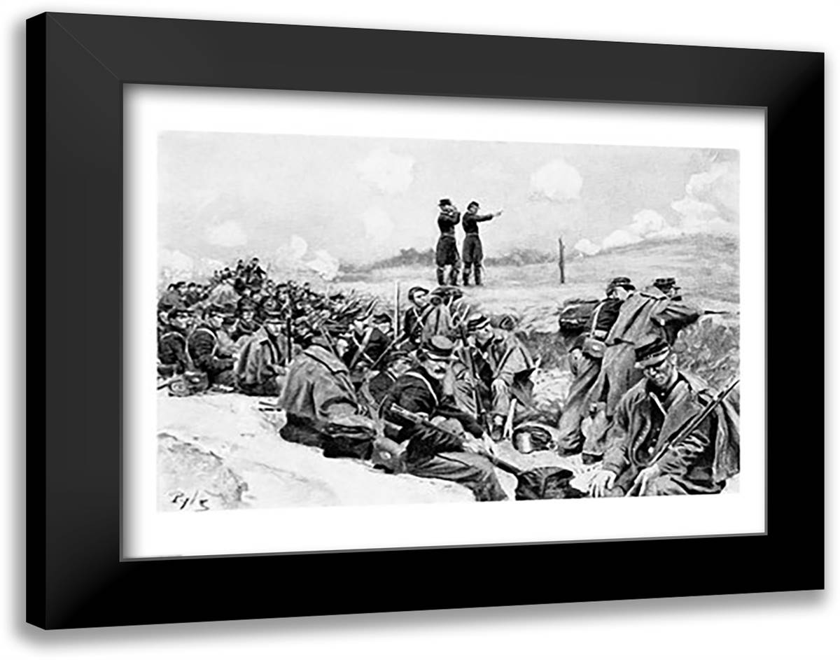 They Awaited the Order to Charge' 28x22 Black Modern Wood Framed Art Print Poster by Pyle, Howard