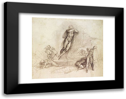Study for an Ascension 28x22 Black Modern Wood Framed Art Print Poster by Michelangelo