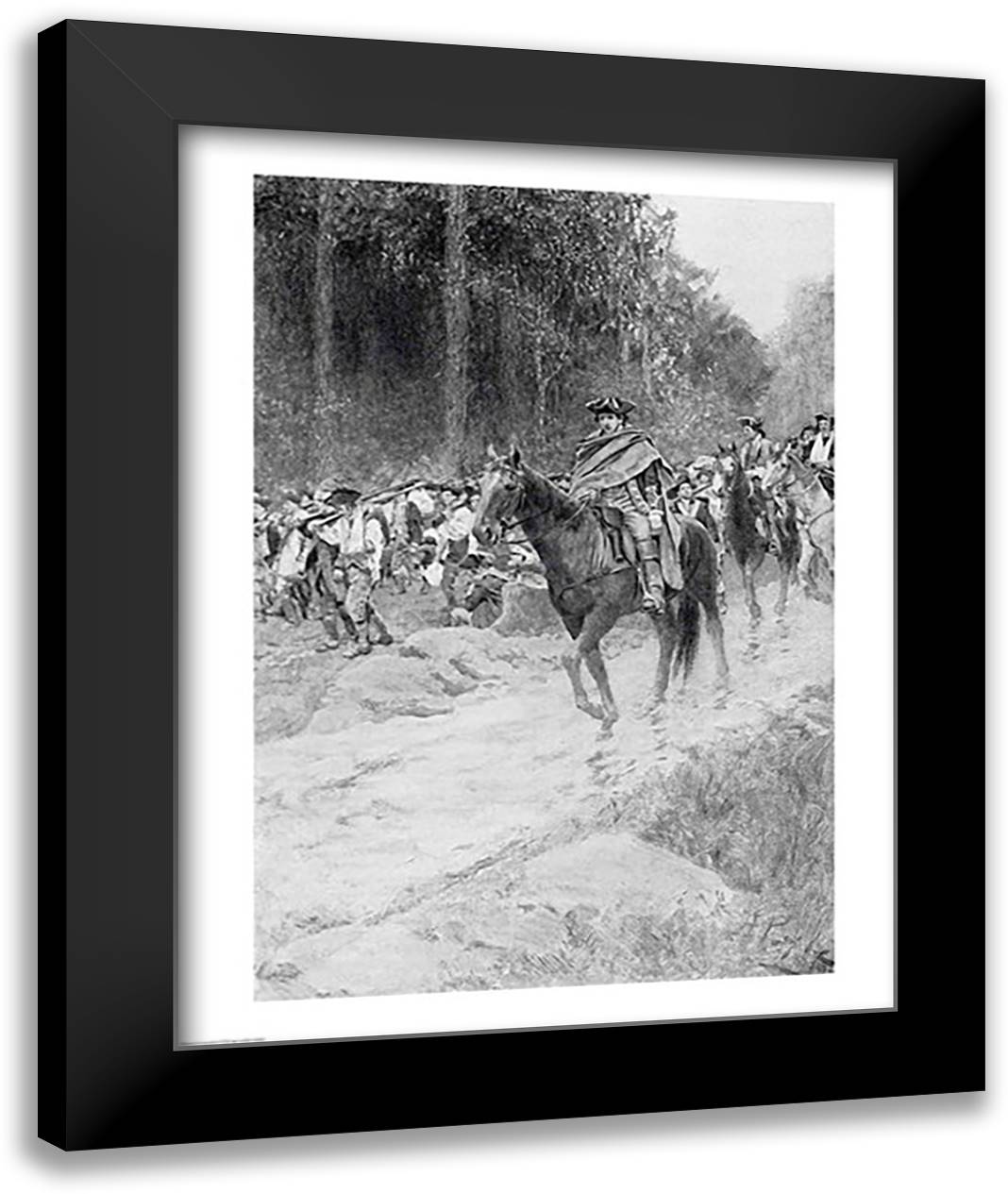 Washington's Retreat from Great Meadows 22x28 Black Modern Wood Framed Art Print Poster by Pyle, Howard