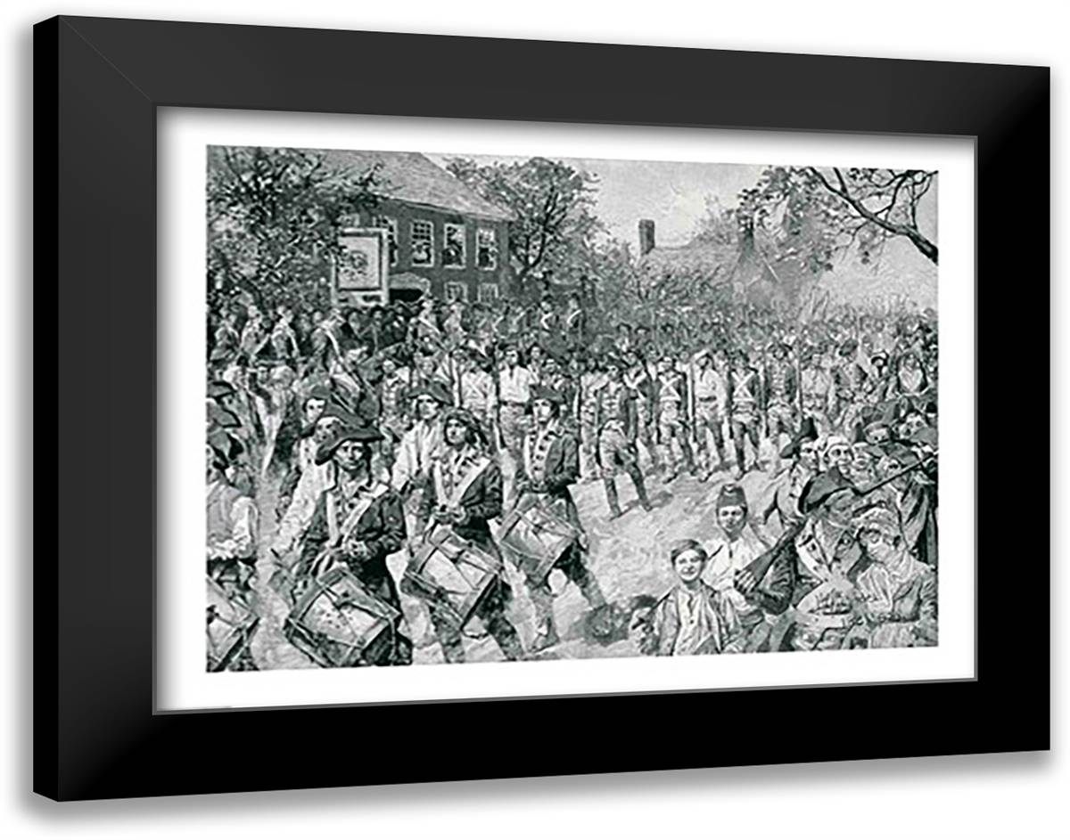 The Continental Army Marching Down the Old Bowery, New York, 25th November 1783 28x22 Black Modern Wood Framed Art Print Poster by Pyle, Howard