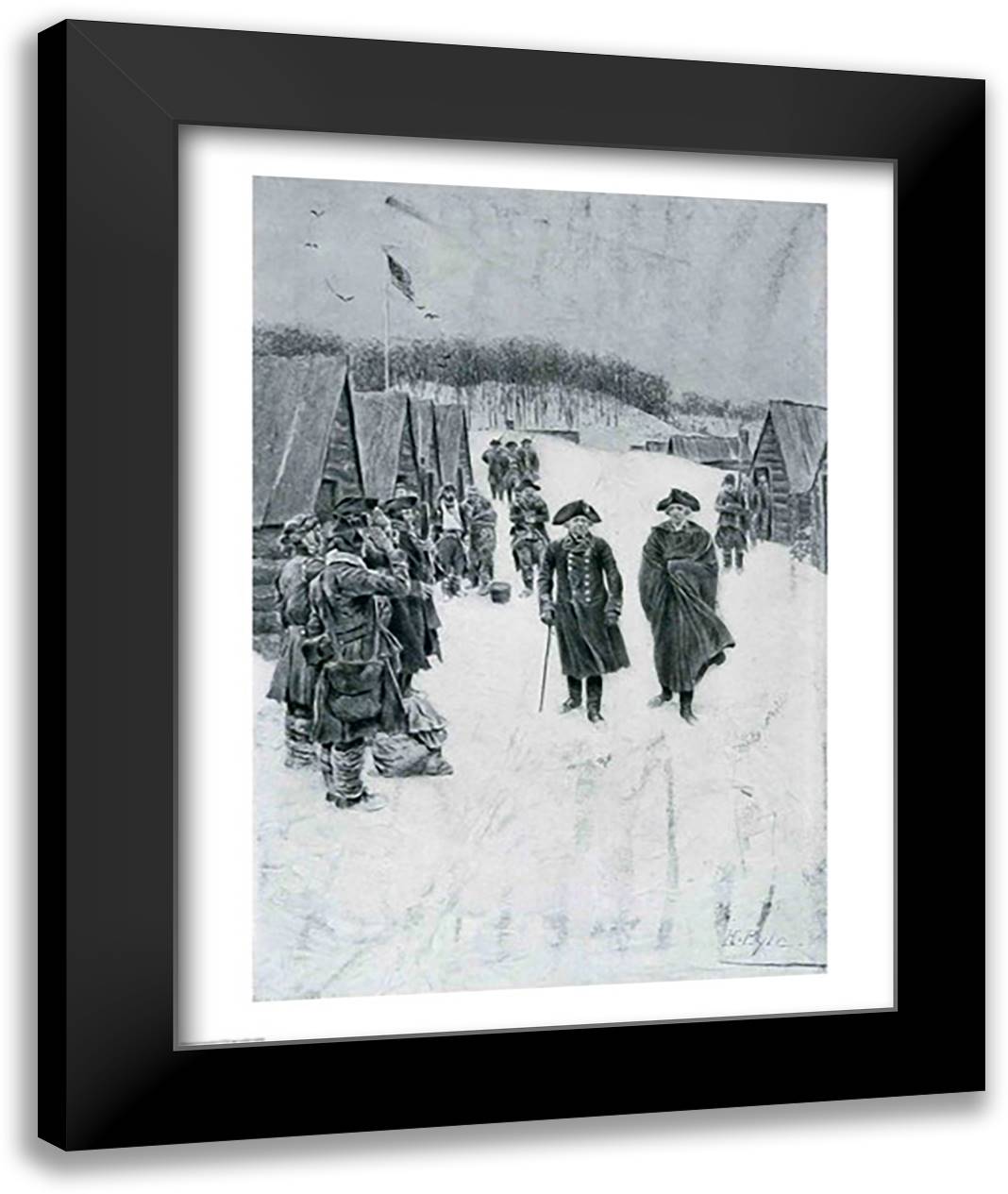 Washington and Steuben at Valley Forge 22x28 Black Modern Wood Framed Art Print Poster by Pyle, Howard