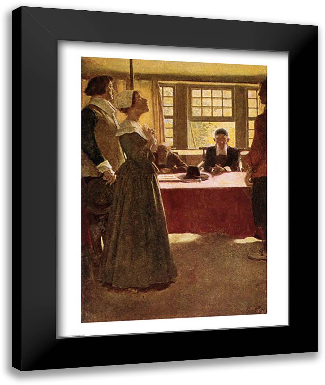 Mary Dyer Brought Before Governor Endicott 22x28 Black Modern Wood Framed Art Print Poster by Pyle, Howard