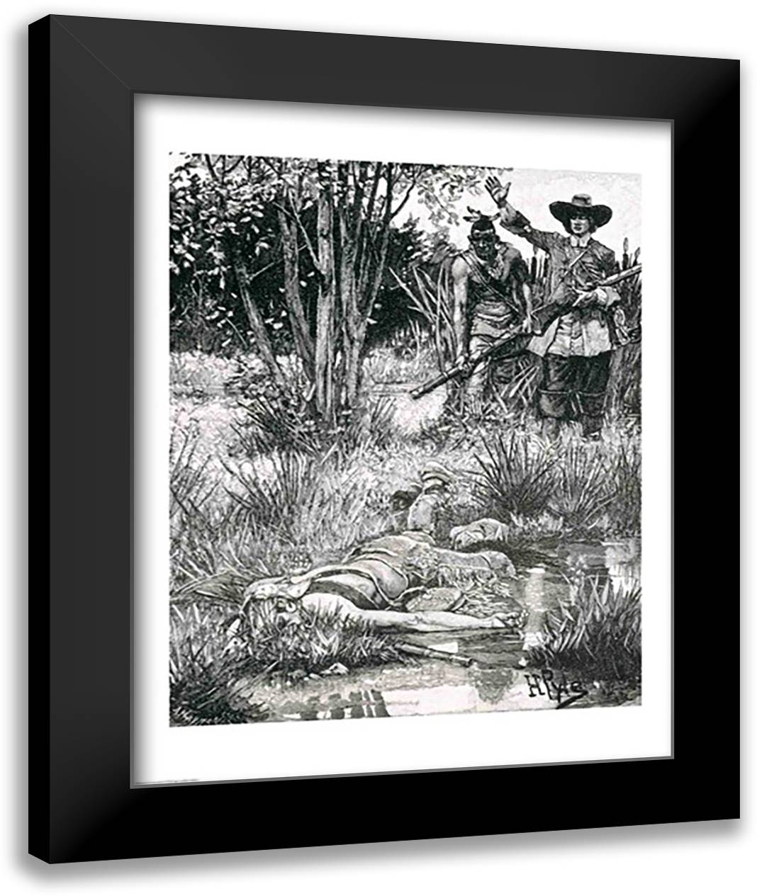 The Death of King Philip 22x28 Black Modern Wood Framed Art Print Poster by Pyle, Howard