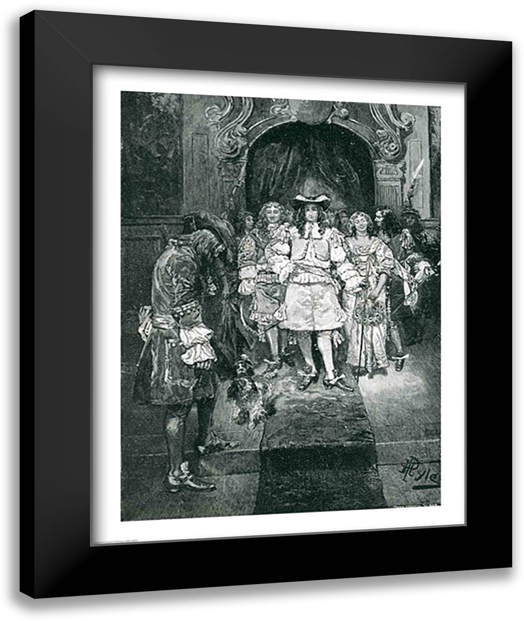 Quaker and King at Whitehall 22x28 Black Modern Wood Framed Art Print Poster by Pyle, Howard