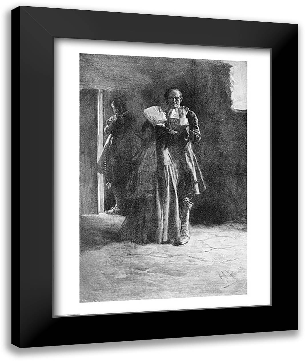 Giles Corey in Prison 22x28 Black Modern Wood Framed Art Print Poster by Pyle, Howard