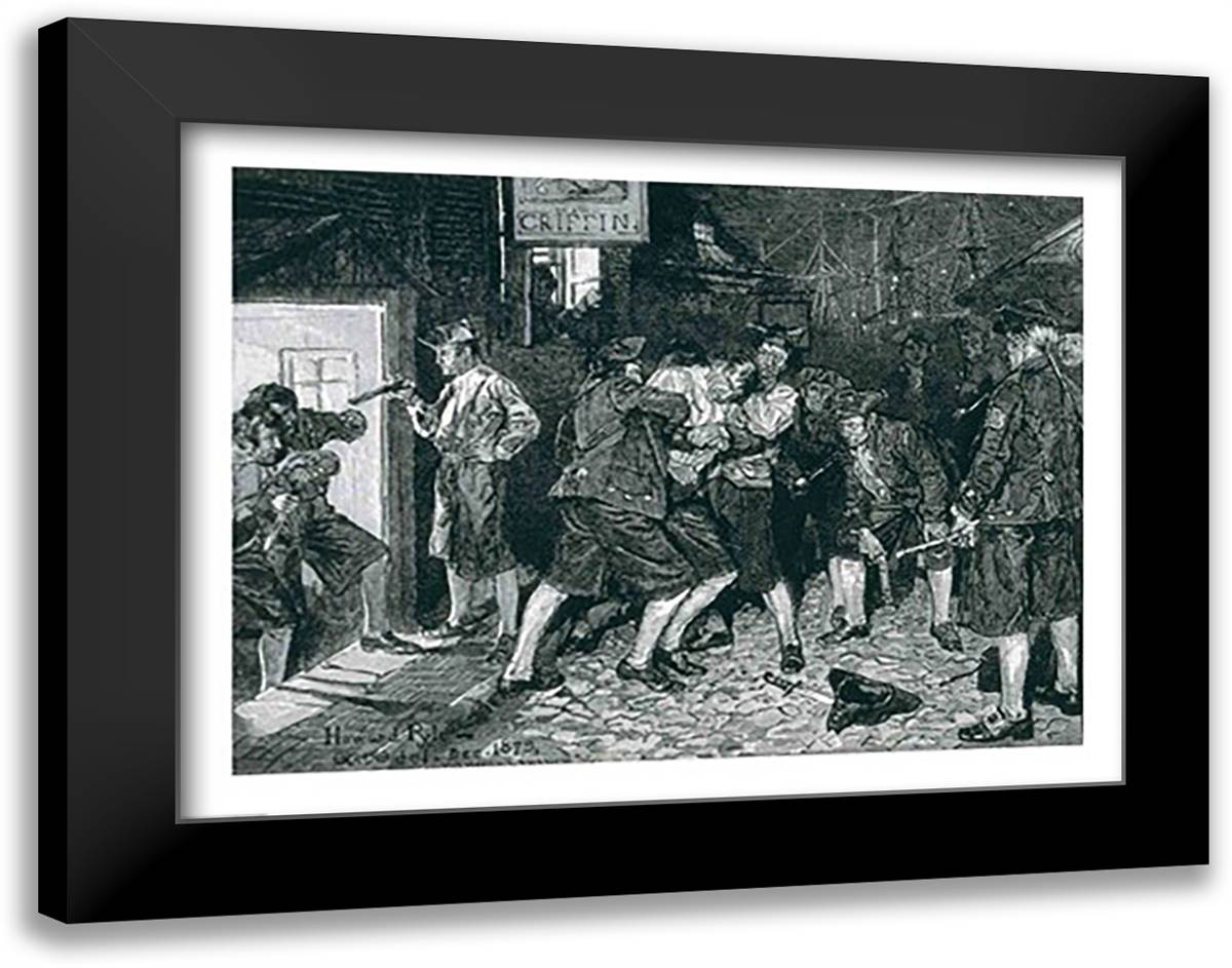 The Press Gang in New York 28x22 Black Modern Wood Framed Art Print Poster by Pyle, Howard