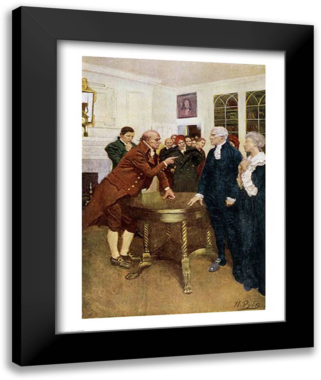 A Committee of Patriots Delivering an Ultimatum to a King's Councillor 22x28 Black Modern Wood Framed Art Print Poster by Pyle, Howard