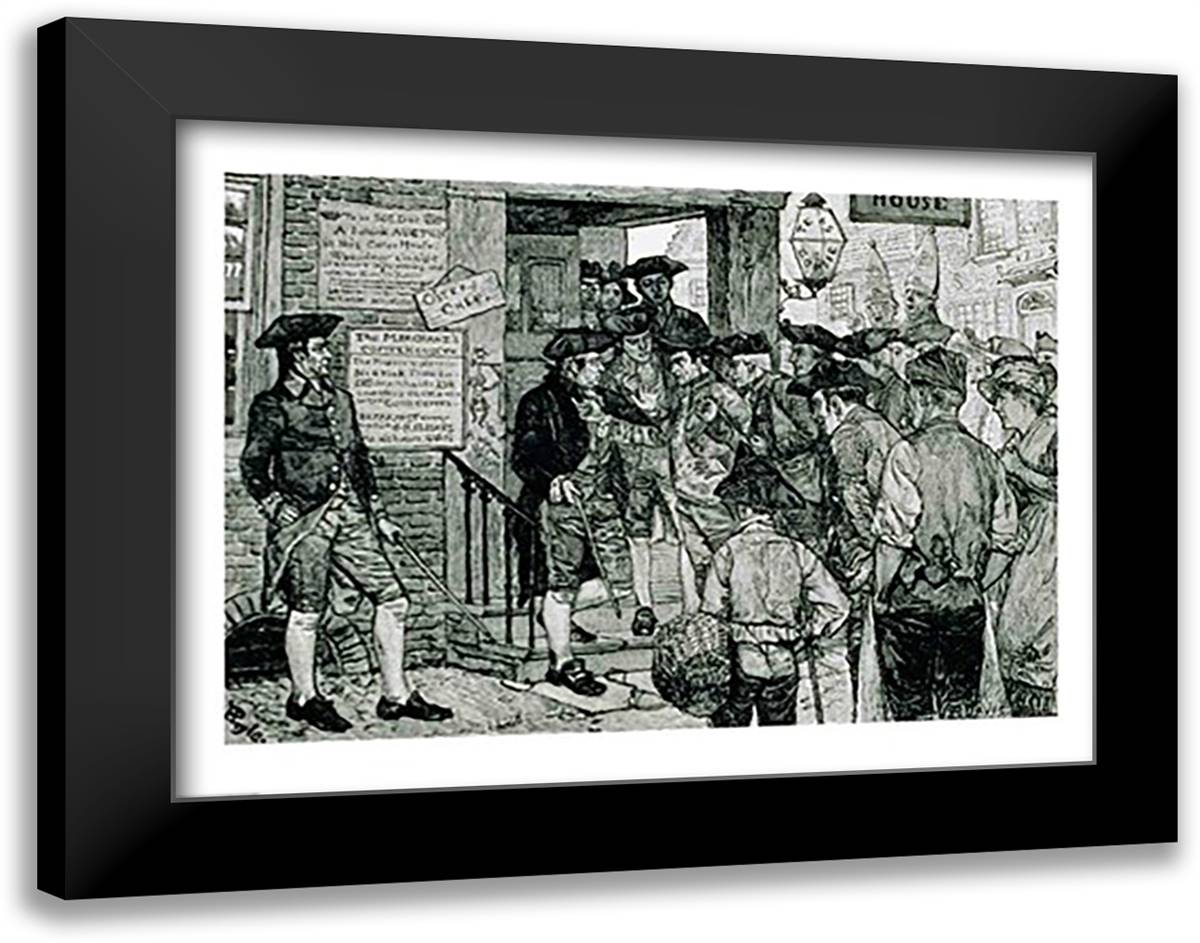 The Mob Attempting to Force a Stamp Officer to Resign 28x22 Black Modern Wood Framed Art Print Poster by Pyle, Howard