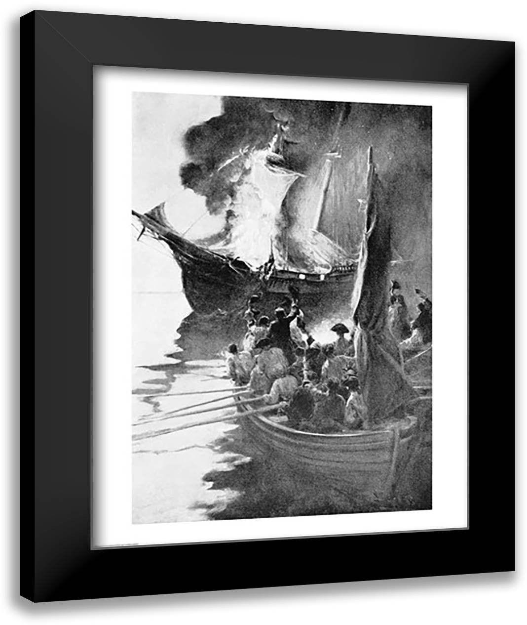Burning of the 'Gaspee' 22x28 Black Modern Wood Framed Art Print Poster by Pyle, Howard