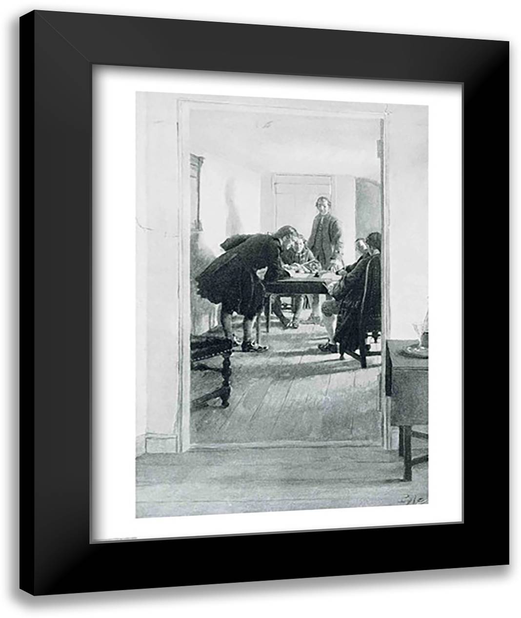 In the Old Raleigh Tavern 22x28 Black Modern Wood Framed Art Print Poster by Pyle, Howard