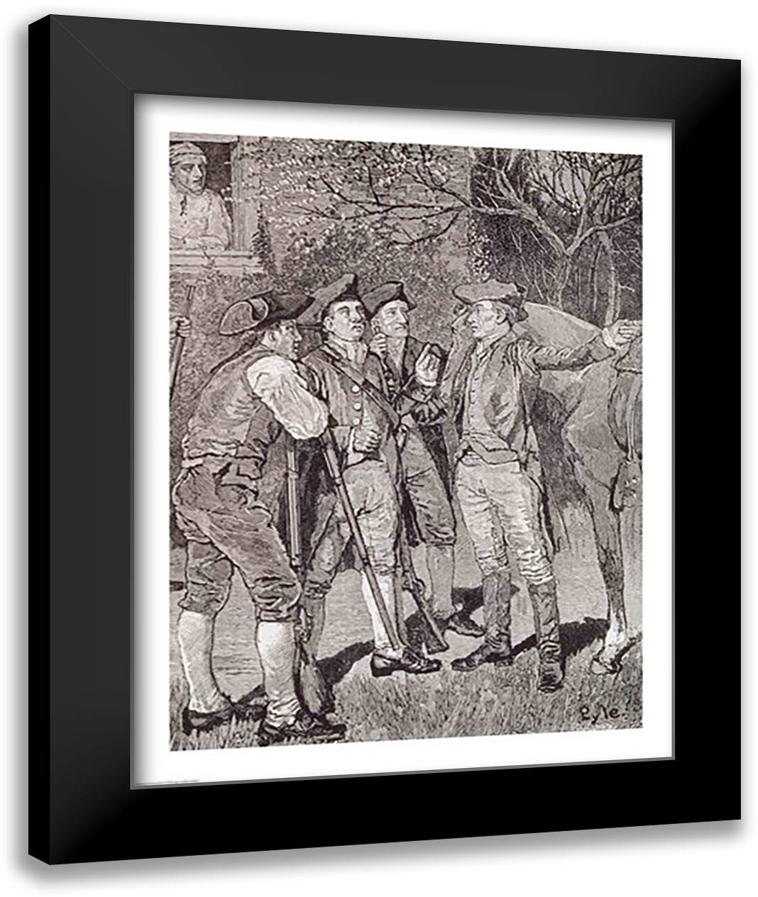 Paul Revere at Lexington 22x28 Black Modern Wood Framed Art Print Poster by Pyle, Howard