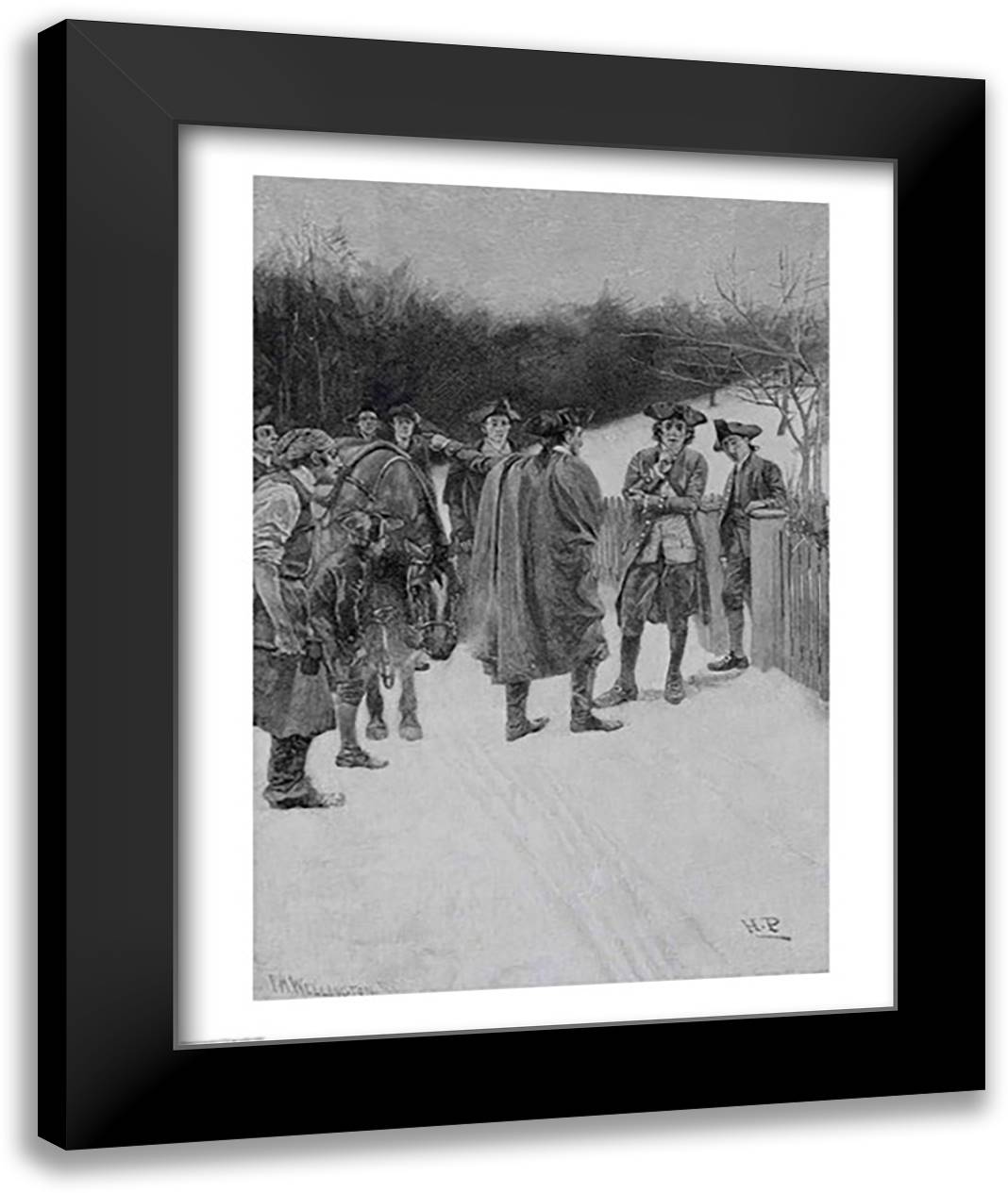 Paul Revere Bringing News to Sullivan 22x28 Black Modern Wood Framed Art Print Poster by Pyle, Howard
