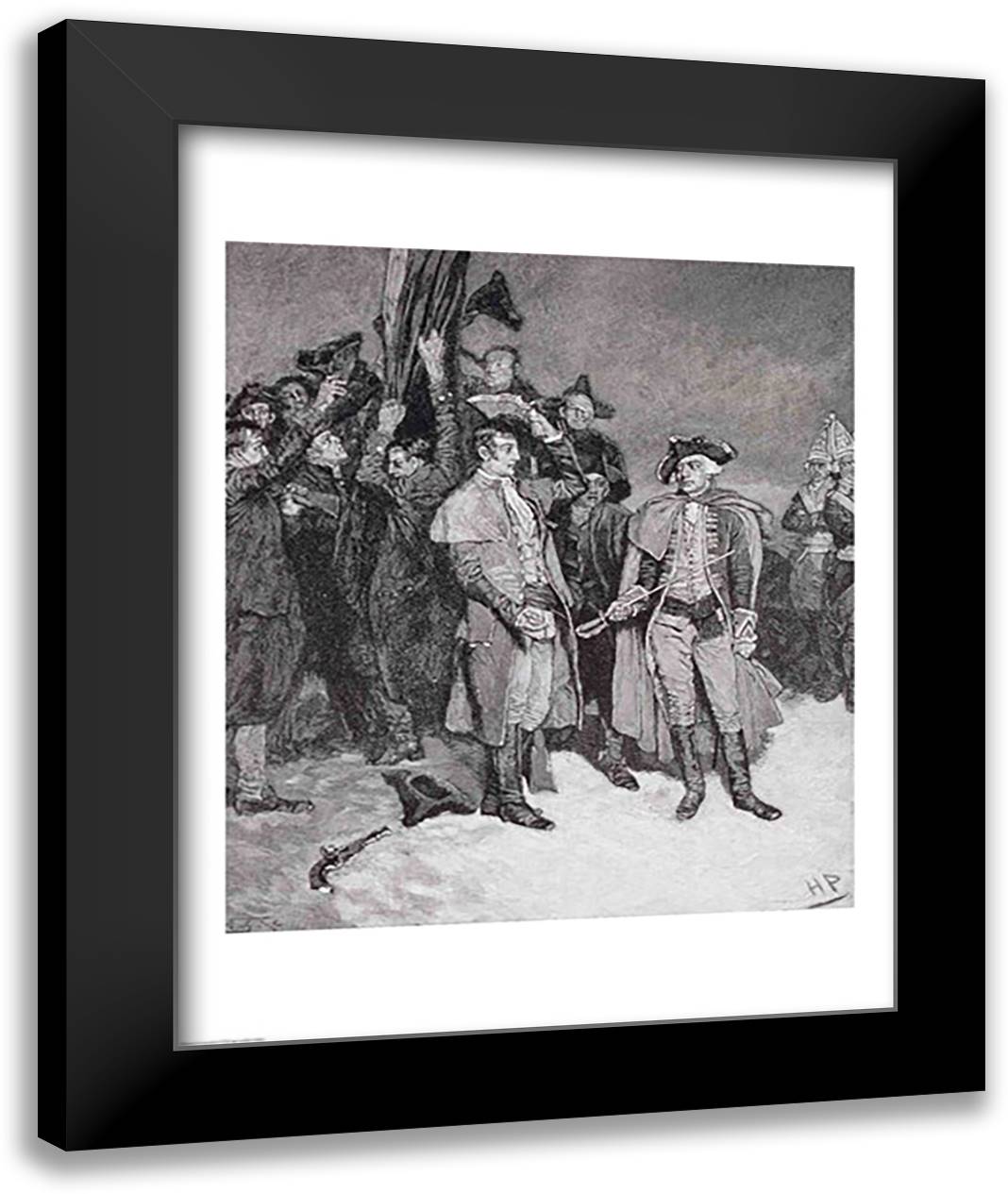 Surrender of Fort William and Mary 22x28 Black Modern Wood Framed Art Print Poster by Pyle, Howard