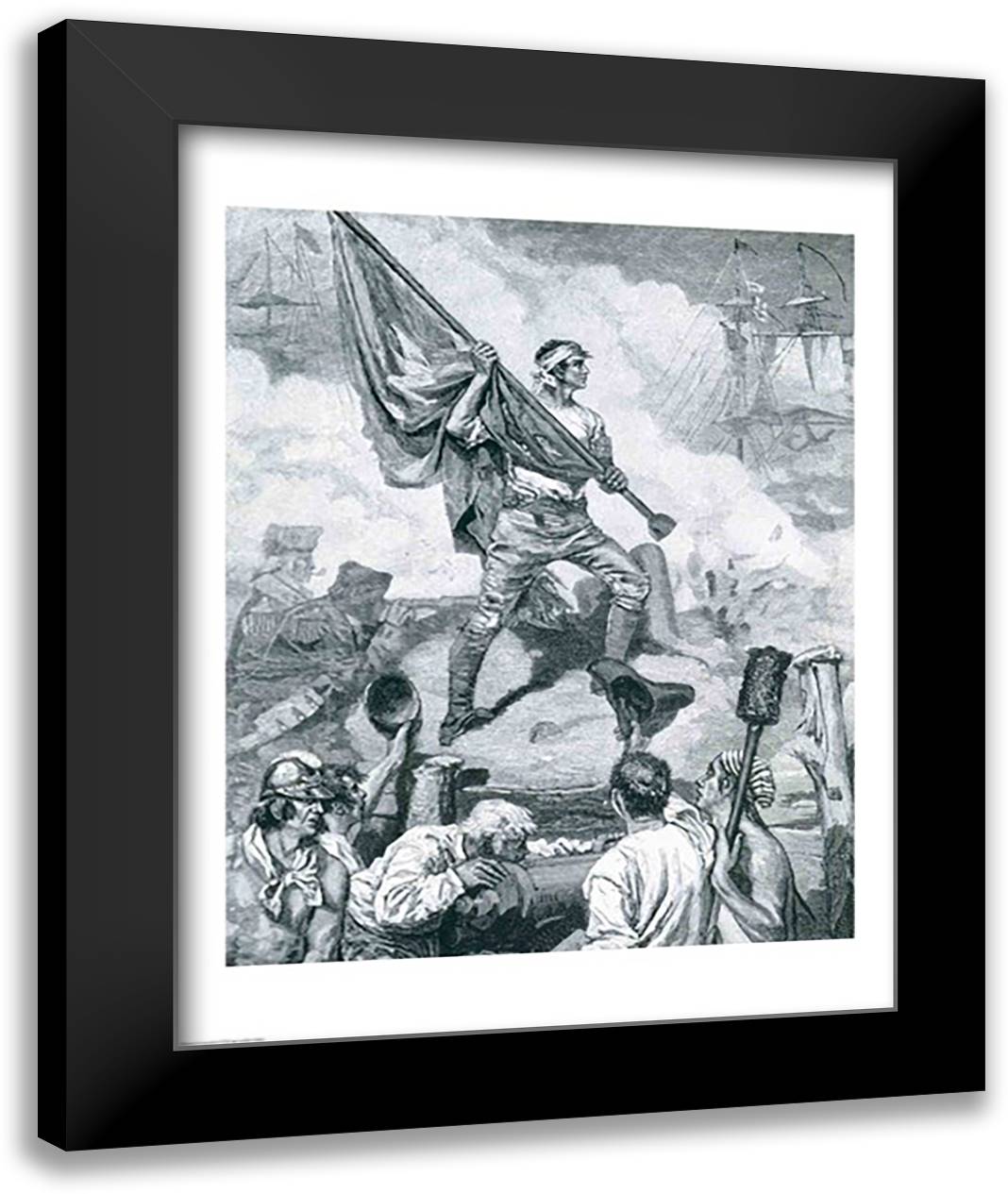 Sergeant Jasper at the Battle of Fort Moultrie 22x28 Black Modern Wood Framed Art Print Poster by Pyle, Howard