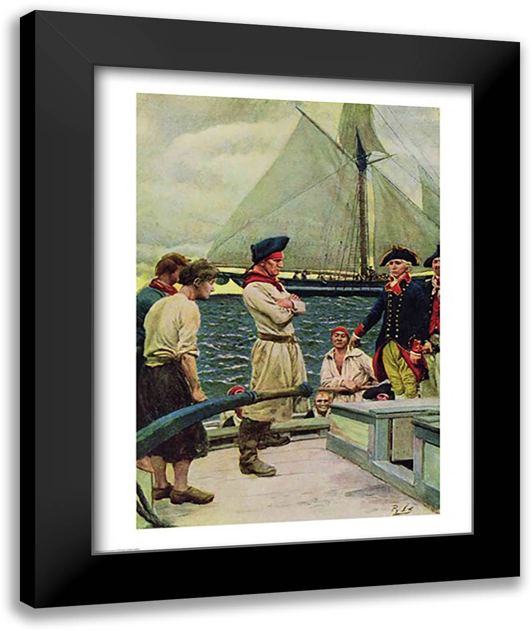 An American Privateer Taking a British Prize 22x28 Black Modern Wood Framed Art Print Poster by Pyle, Howard