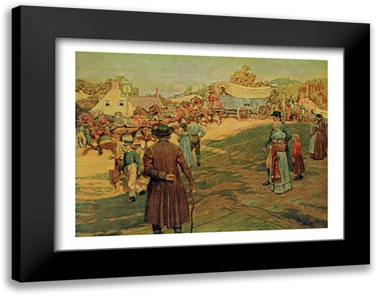 Carrying Powder to Perry at Lake Erie, 1911 28x22 Black Modern Wood Framed Art Print Poster by Pyle, Howard