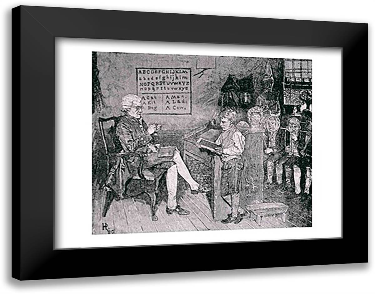 Old-Time School in Pennsylvania 28x22 Black Modern Wood Framed Art Print Poster by Pyle, Howard