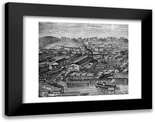 Soho Saw and Planing Mills and Barge Yards 28x22 Black Modern Wood Framed Art Print Poster