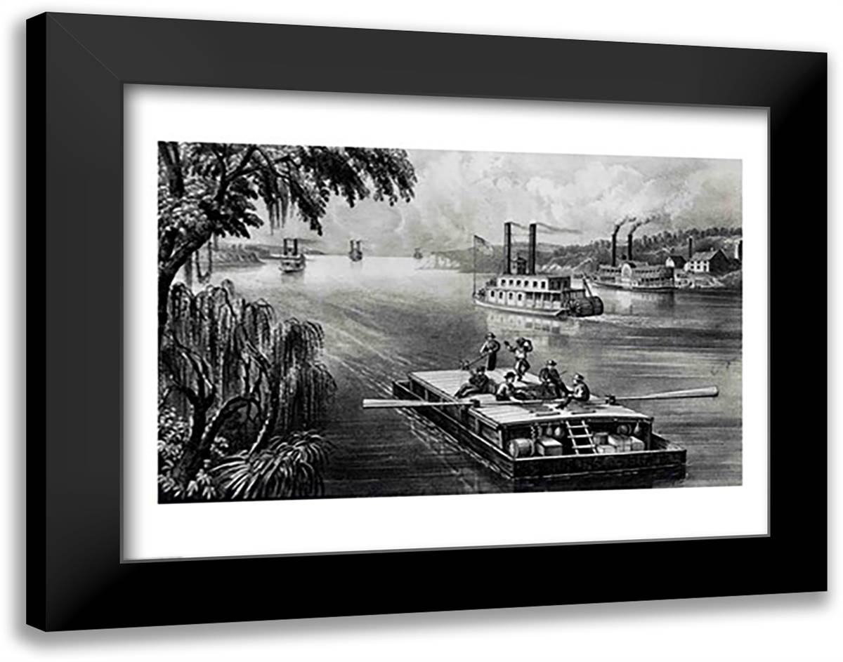 Bound Down the River 28x22 Black Modern Wood Framed Art Print Poster