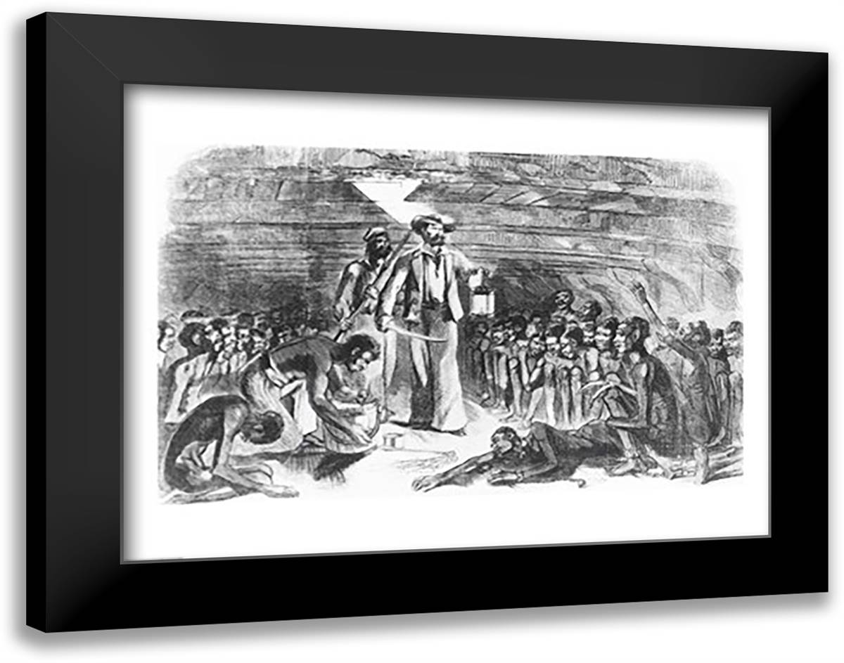 Scene in the Hold of the Slave Ship 28x22 Black Modern Wood Framed Art Print Poster