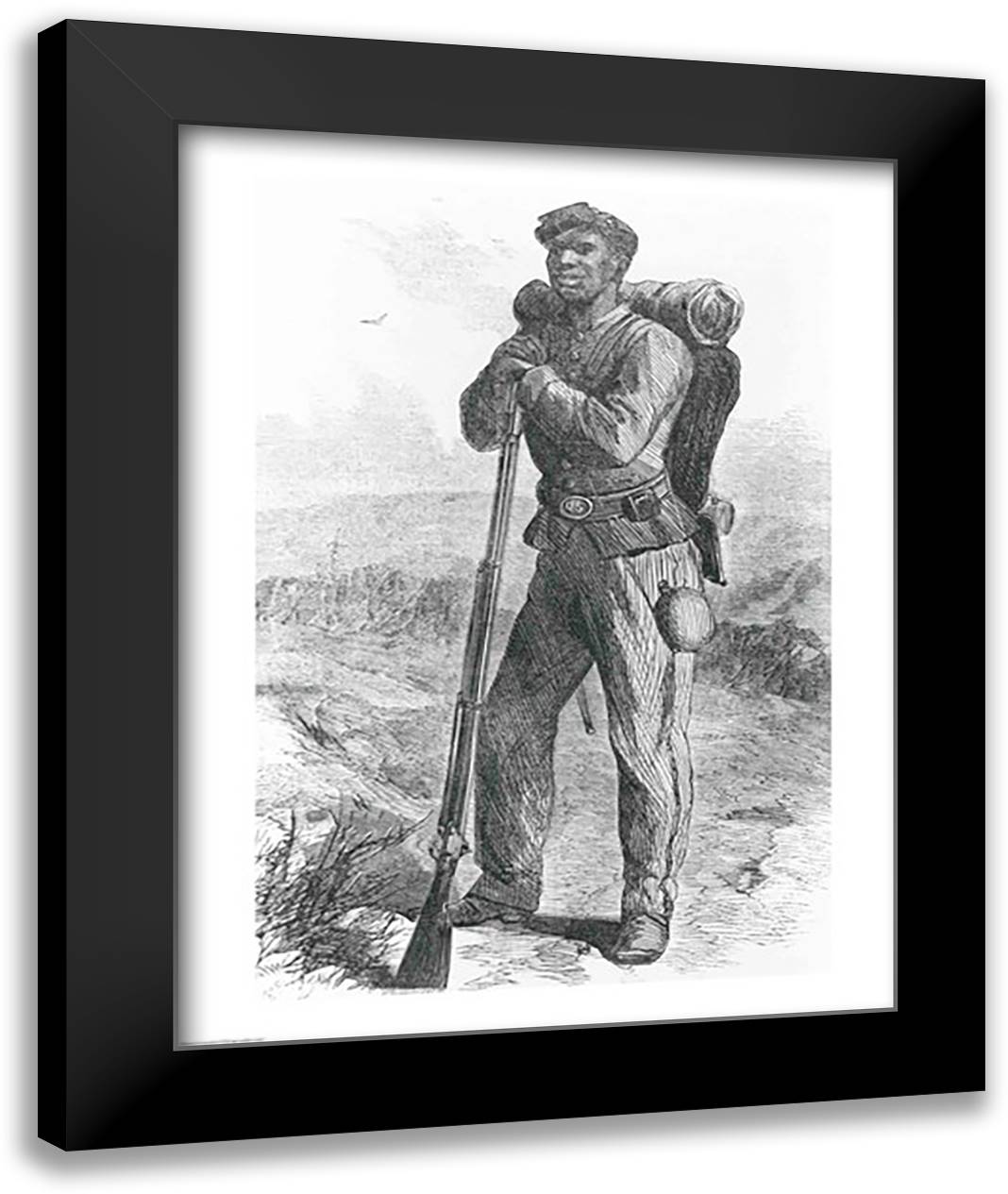 The Escaped Slave in the Union Army 22x28 Black Modern Wood Framed Art Print Poster