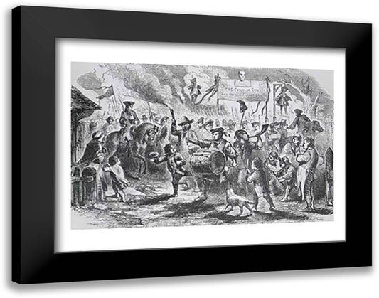 The Stamp Act Riots at Boston 28x22 Black Modern Wood Framed Art Print Poster