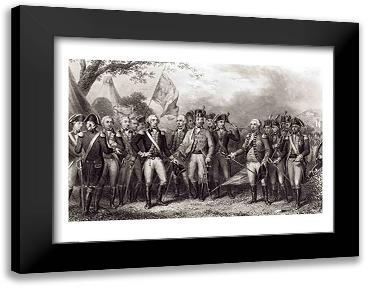 The British Surrendering their Arms to General Washington 28x22 Black Modern Wood Framed Art Print Poster