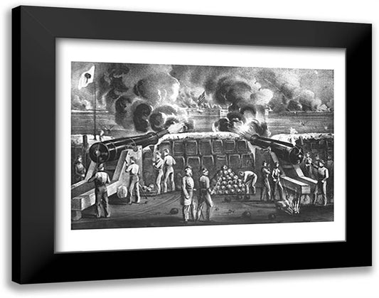 Bombardment of Fort Sumter 28x22 Black Modern Wood Framed Art Print Poster