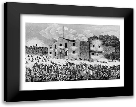 The Siege of the Alamo 28x22 Black Modern Wood Framed Art Print Poster