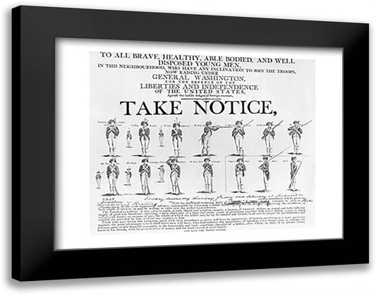 US Army Recruiting Poster Showing Various Positions of a Soldier Under Arms 28x22 Black Modern Wood Framed Art Print Poster