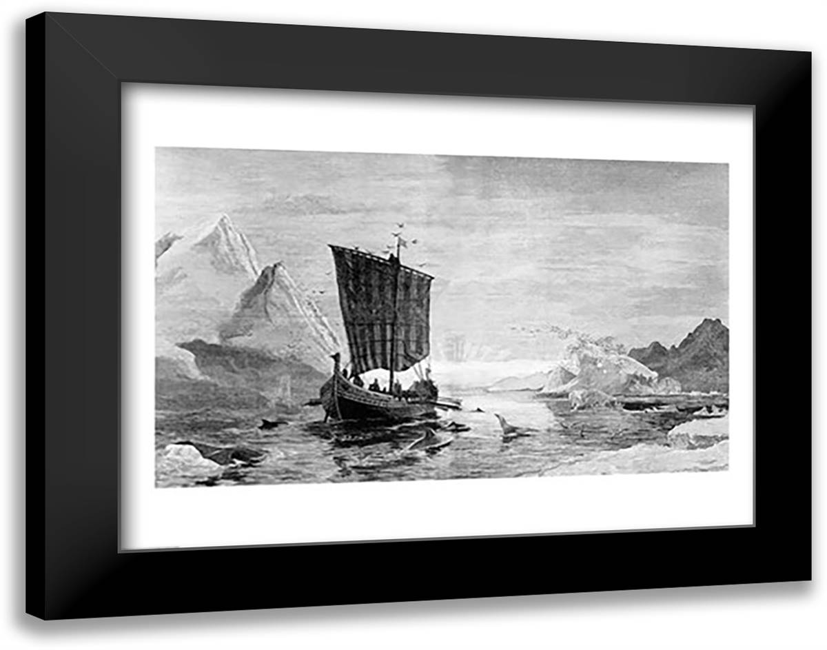 The Discovery of Greenland 28x22 Black Modern Wood Framed Art Print Poster