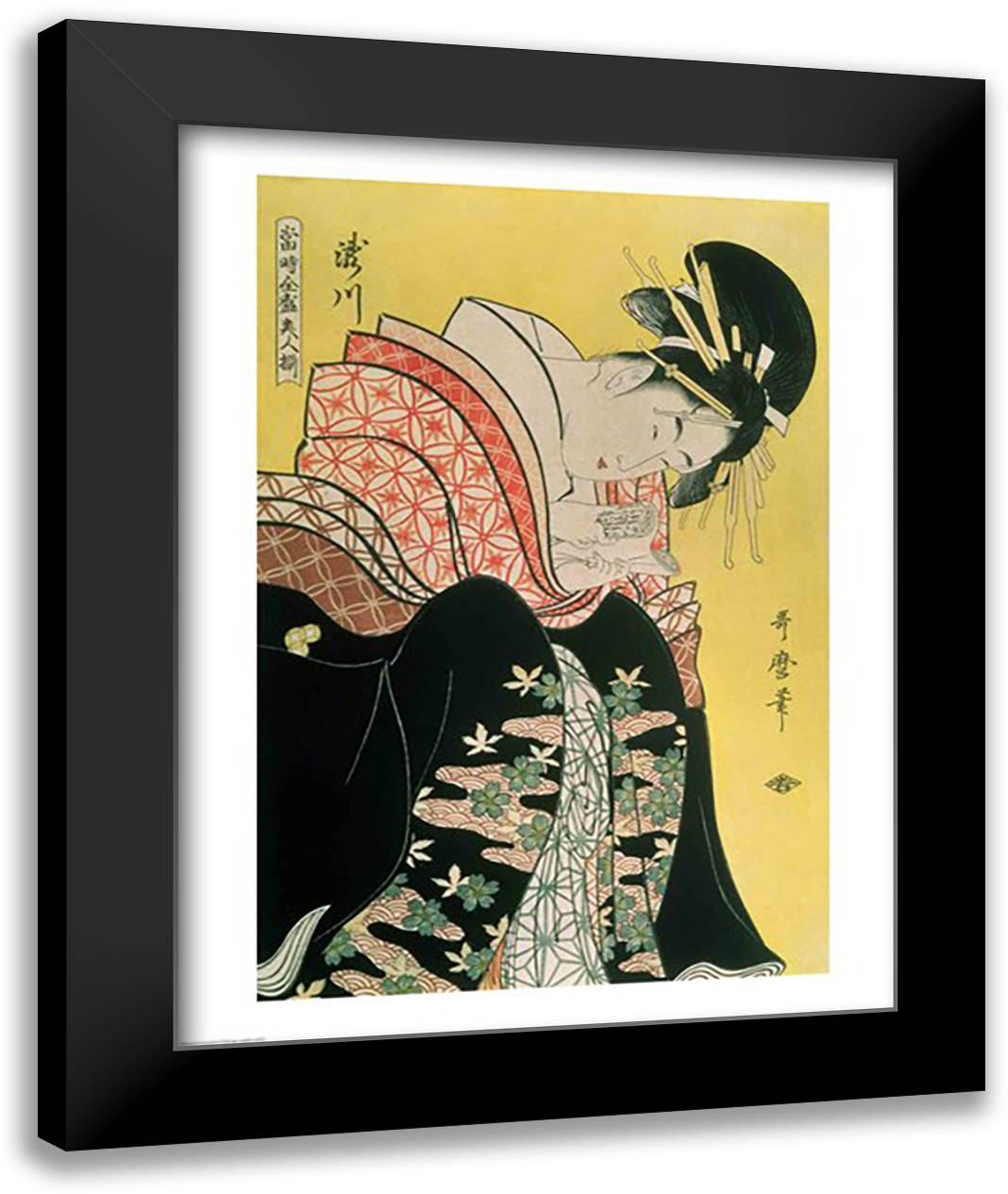 Takigawa from the Tea-House, Ogi 22x28 Black Modern Wood Framed Art Print Poster