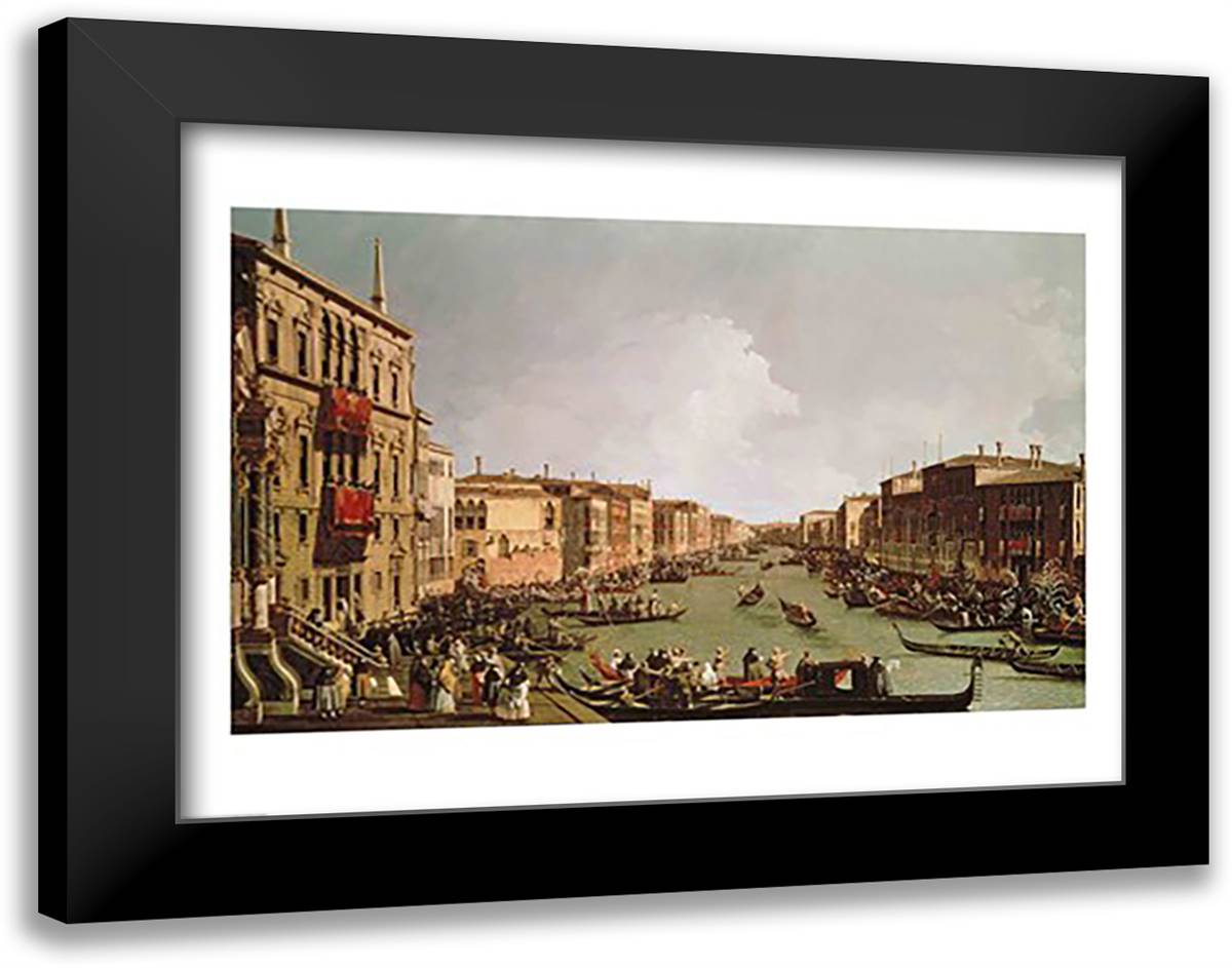 A Regatta on the Grand Canal 28x22 Black Modern Wood Framed Art Print Poster by Canaletto, Giovanni Antonio