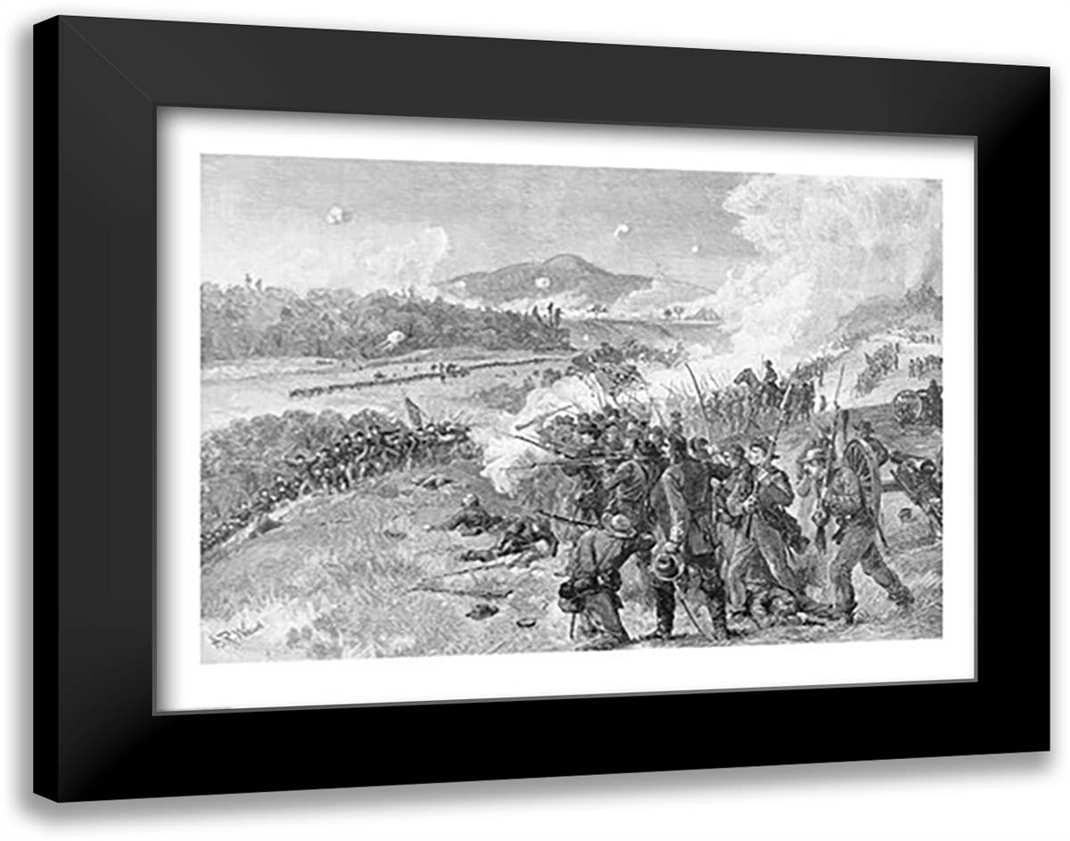 The Battle of Resaca, Georgia, May 14th 1864 28x22 Black Modern Wood Framed Art Print Poster by Waud, Alfred R.