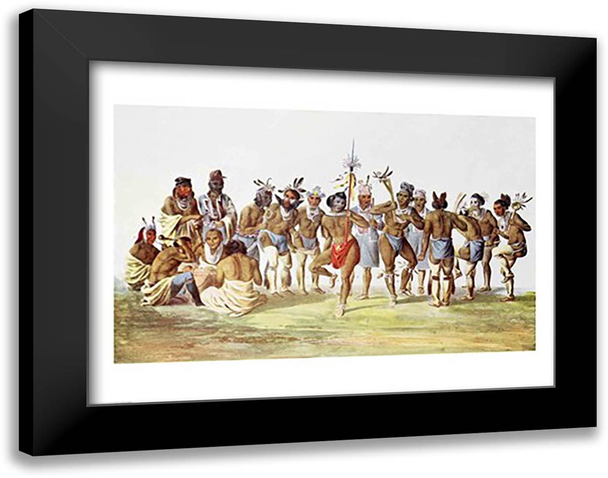 War Dance of the Sauks and Foxes 28x22 Black Modern Wood Framed Art Print Poster