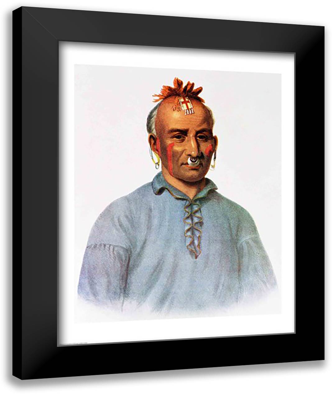 Kish-Kal-Wa, a Shawnee Chief 22x28 Black Modern Wood Framed Art Print Poster