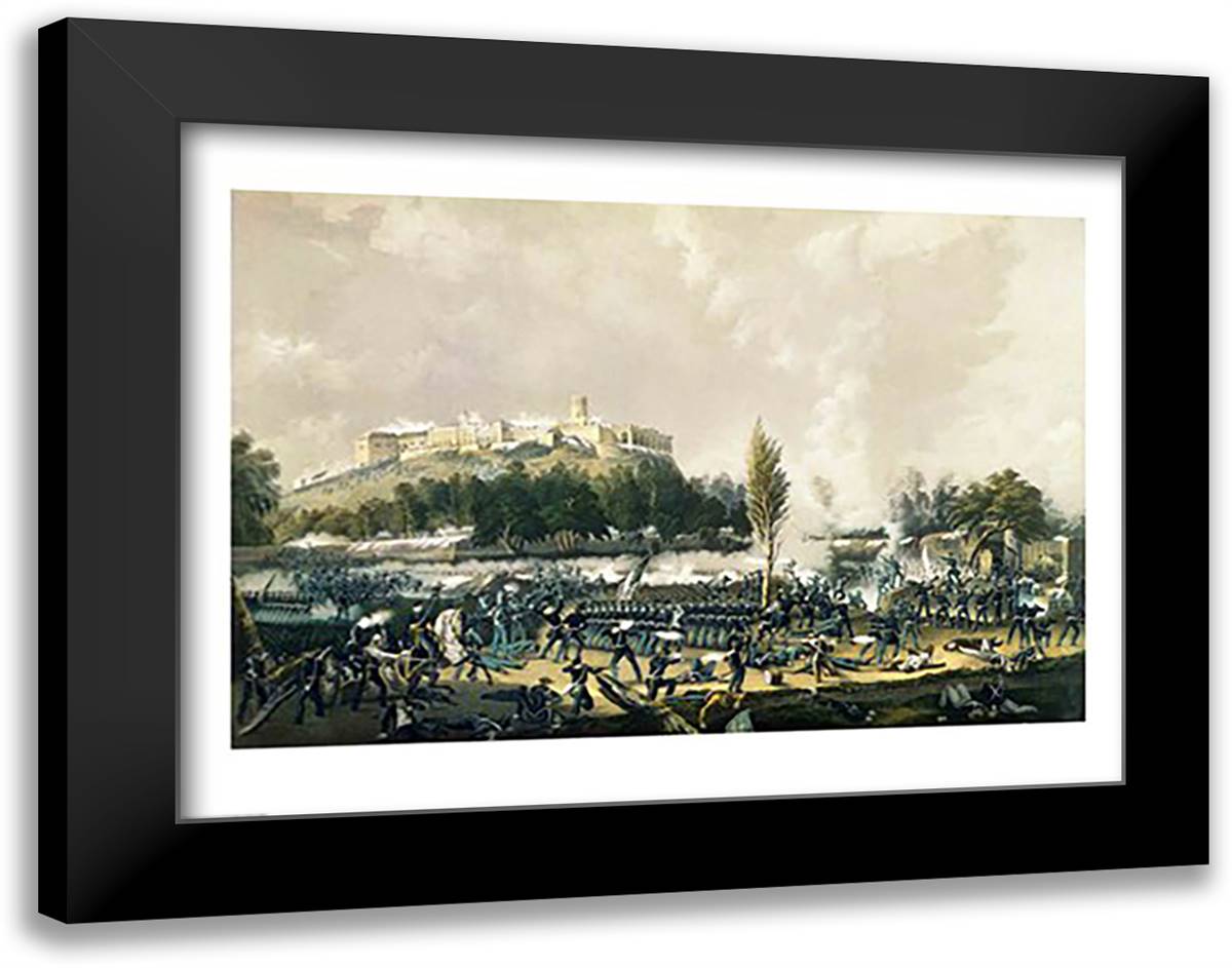 The Storming of Chapultepec 28x22 Black Modern Wood Framed Art Print Poster