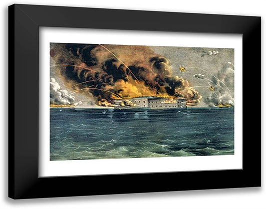 Bombardment of Fort Sumter 28x22 Black Modern Wood Framed Art Print Poster