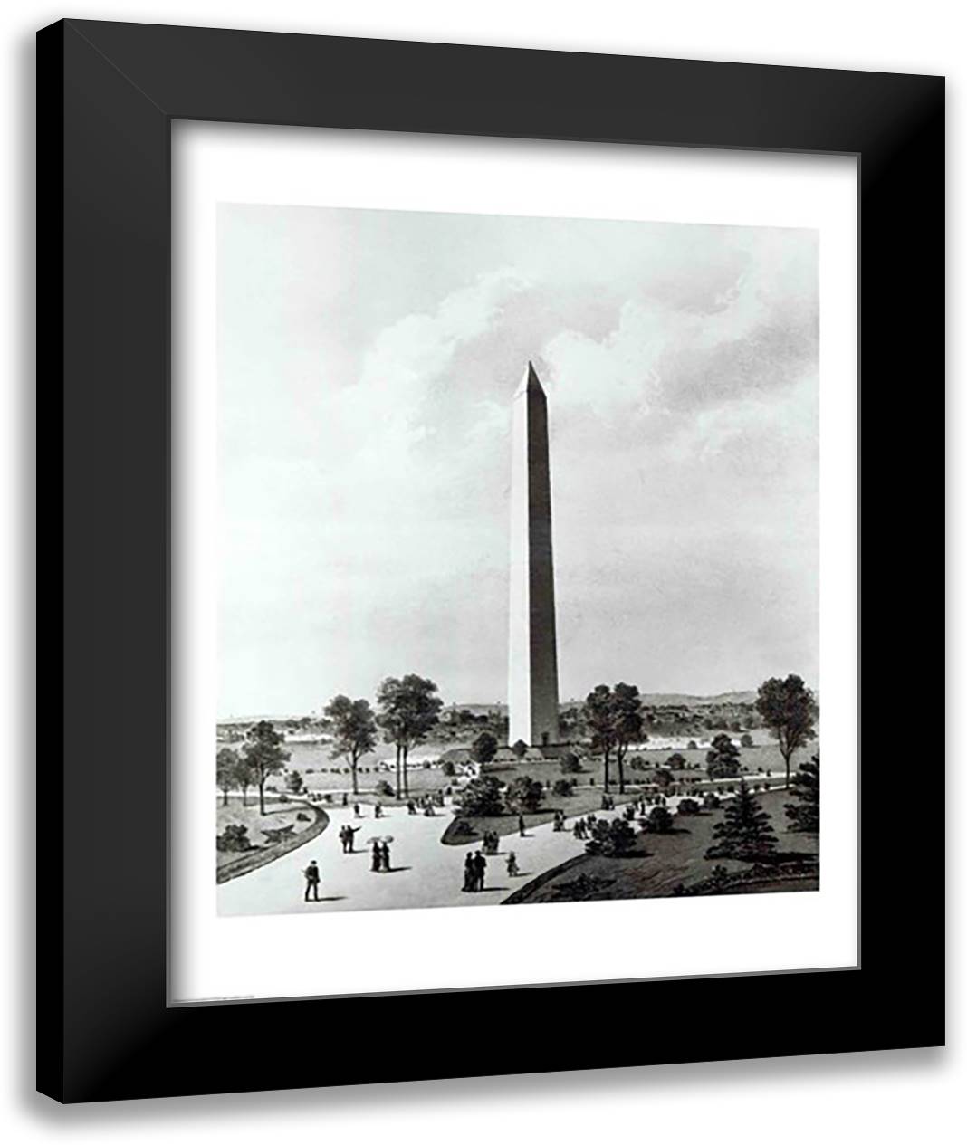 The Washington Monument and Surroundings, North View 22x28 Black Modern Wood Framed Art Print Poster