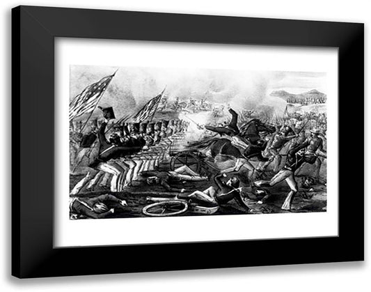 Battle of Churubusco 28x22 Black Modern Wood Framed Art Print Poster