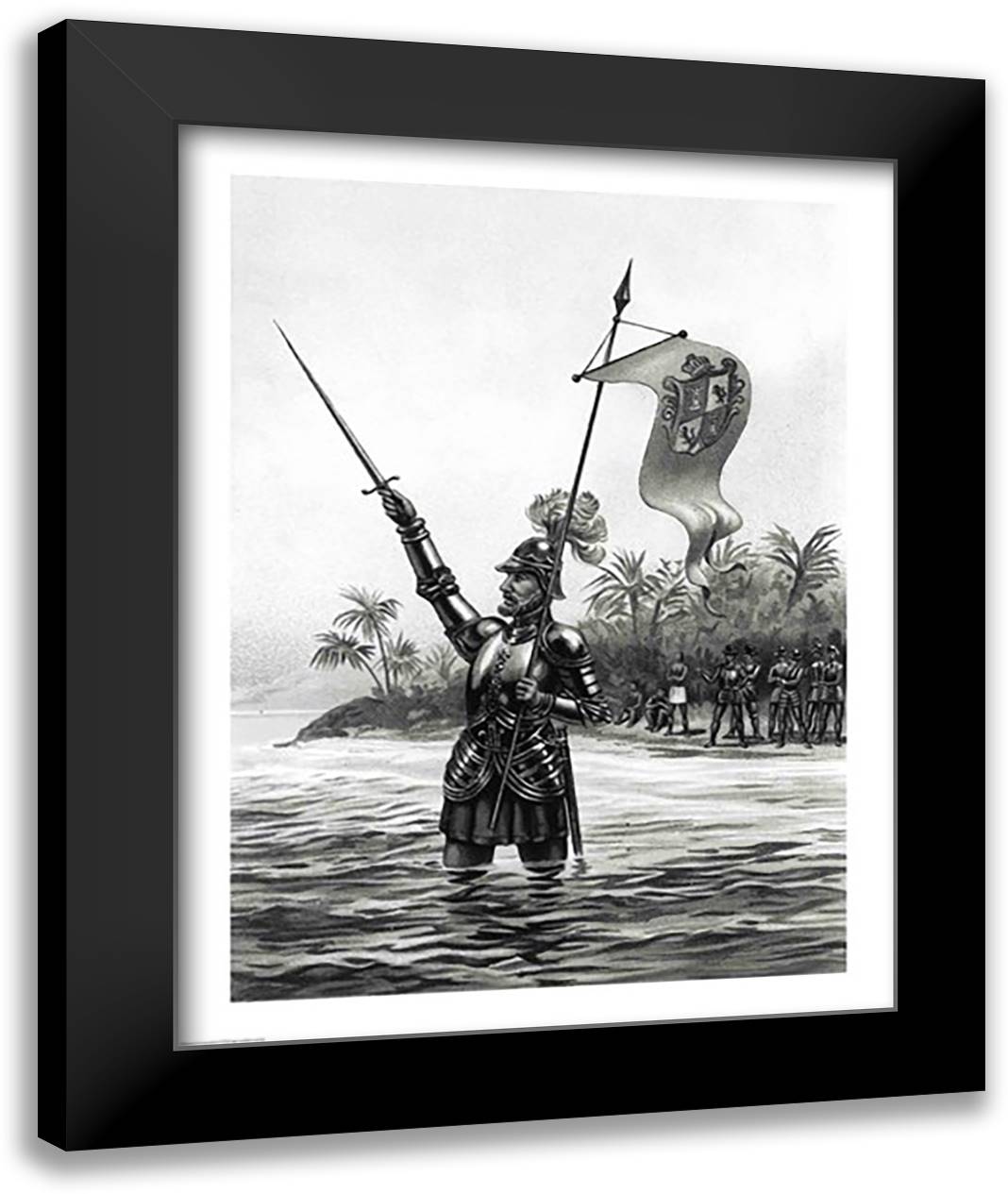 Balboa Claiming Dominion over the South Sea 22x28 Black Modern Wood Framed Art Print Poster