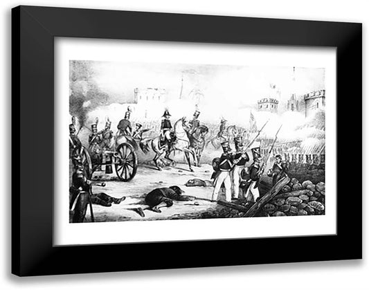 Attack on the City of Mexico 28x22 Black Modern Wood Framed Art Print Poster