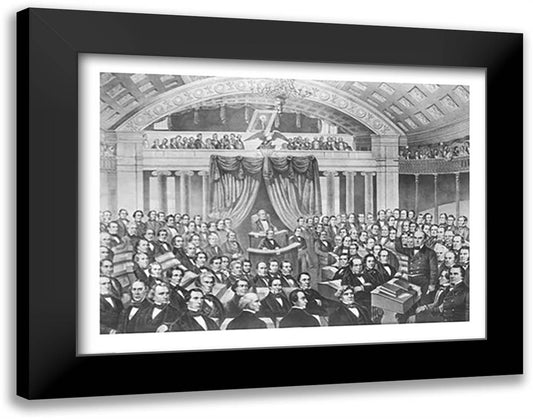 Daniel Webster addressing the United States Senate 28x22 Black Modern Wood Framed Art Print Poster