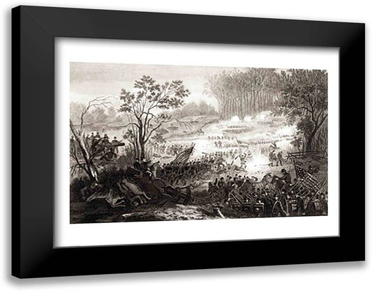 The Battle at Pittsburg Landing 28x22 Black Modern Wood Framed Art Print Poster