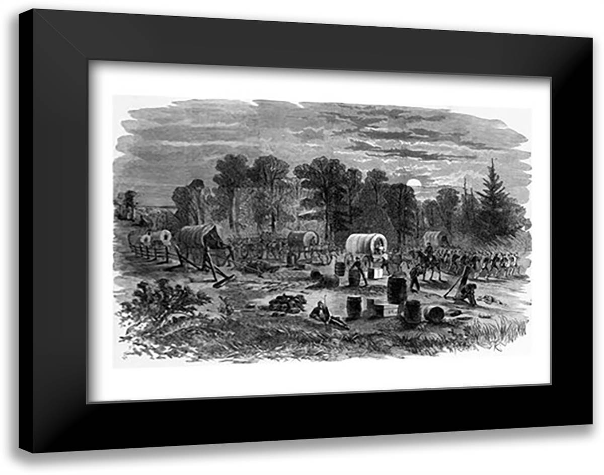 Blenker's Brigade Covering the Retreat Near Centreville, July 1861 28x22 Black Modern Wood Framed Art Print Poster