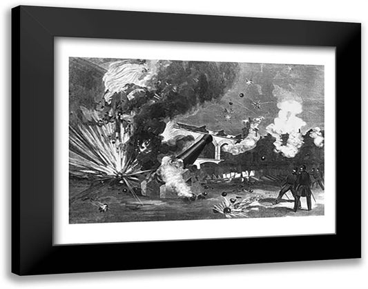 The Interior of Fort Sumter During the Bombardment, 12th April 1861 28x22 Black Modern Wood Framed Art Print Poster