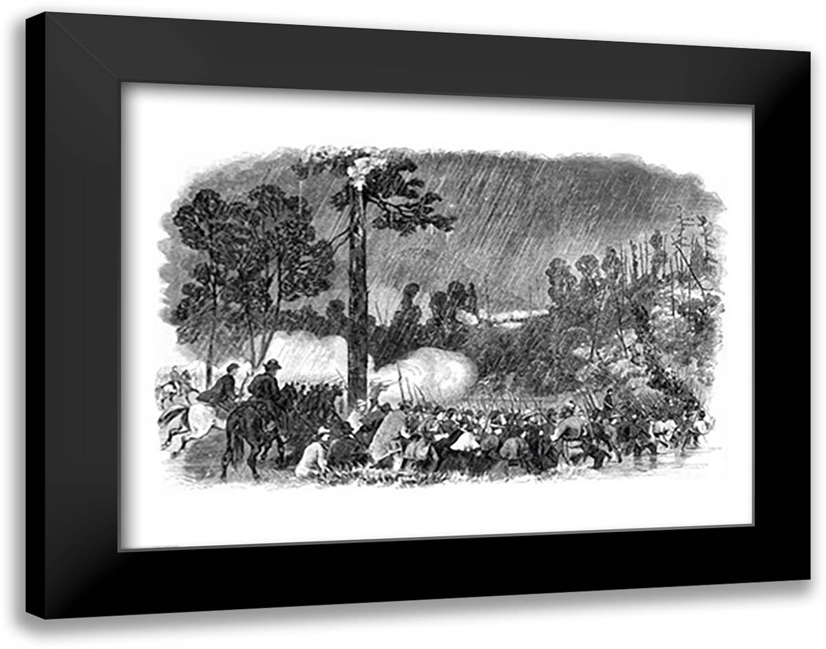 Battle at Corrack's Ford, Between the Troops of General McClellan's Command 28x22 Black Modern Wood Framed Art Print Poster