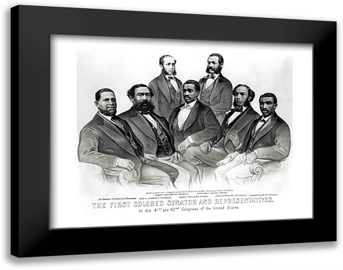 The First Colored Senator and Representatives 28x22 Black Modern Wood Framed Art Print Poster