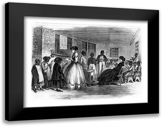 The Misses Cooke's schoolroom 28x22 Black Modern Wood Framed Art Print Poster