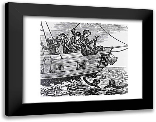 Sailors throwing slaves overboard 28x22 Black Modern Wood Framed Art Print Poster